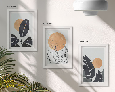 Billedvæg Plantemønstre med store sole, minimalistisk stil