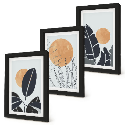 Billedvæg Plantemønstre med store sole, minimalistisk stil