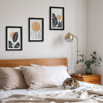 Billedvæg Plantemønstre med store sole, minimalistisk stil