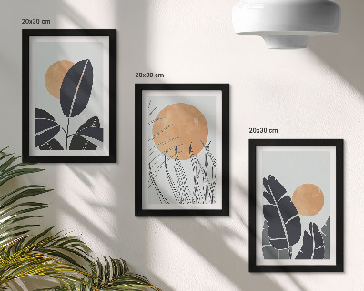 Billedvæg Plantemønstre med store sole, minimalistisk stil