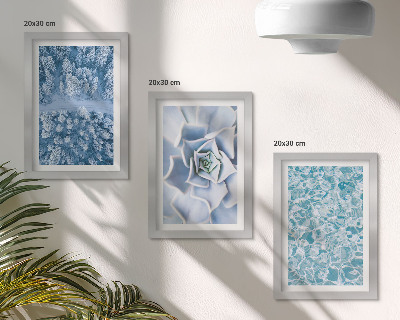 Moderne billedsæt Vinterskov blå blomst blå vandoverflade
