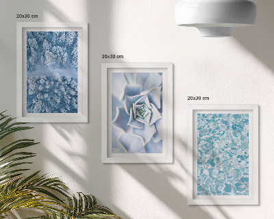 Moderne billedsæt Vinterskov blå blomst blå vandoverflade
