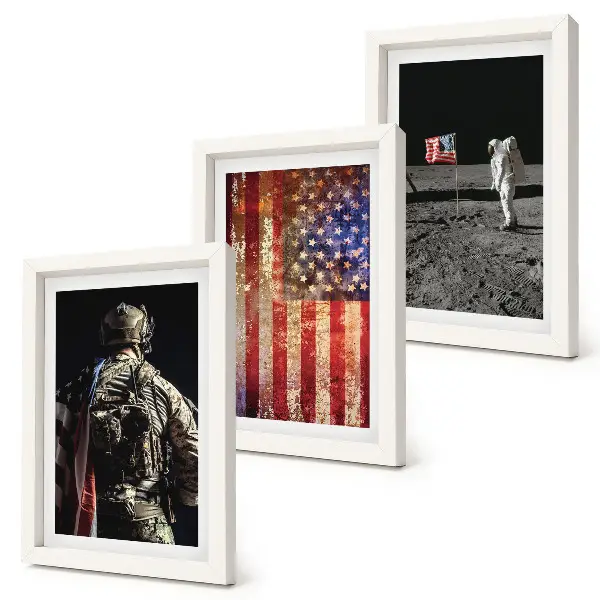 Billedsæt med amerikanske nationale symboler moderne motiv med USA flag
