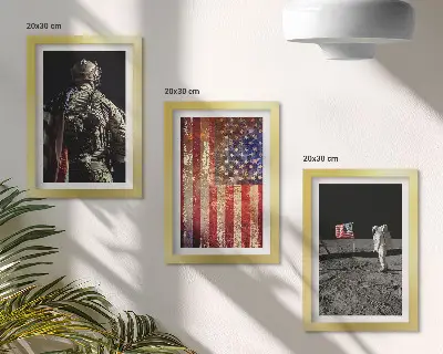 Billedsæt med amerikanske nationale symboler moderne motiv med USA flag