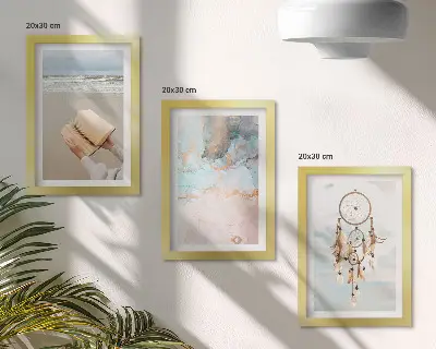 Moderne billedsæt med abstrakt havmotiv og boho drømmefanger