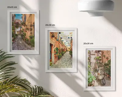 Billedvæg med charmerende gader og blomster i italiensk atmosfære