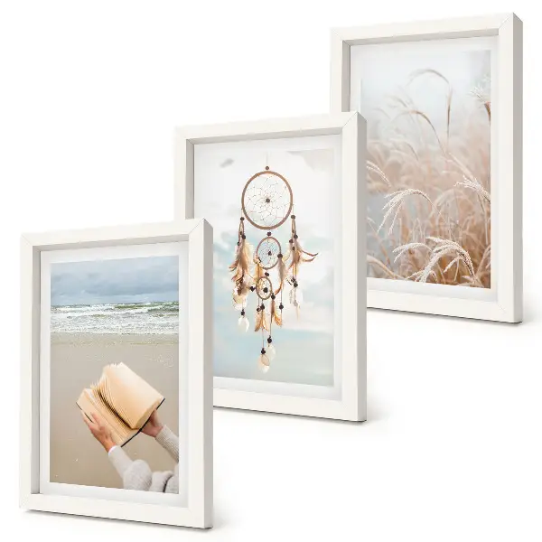 Moderne billedsæt med fredelige landskaber og sarte sommerudsigter i boho-stil