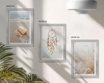 Moderne billedsæt med fredelige landskaber og sarte sommerudsigter i boho-stil