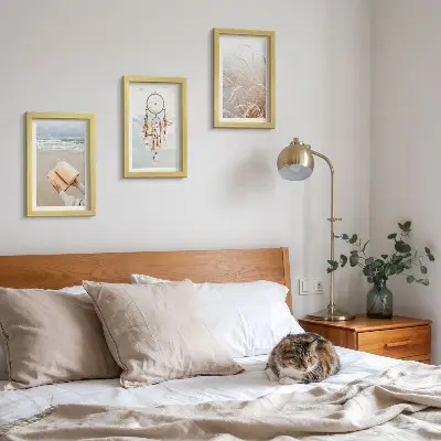 Moderne billedsæt med fredelige landskaber og sarte sommerudsigter i boho-stil