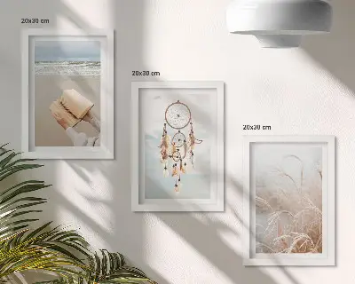 Moderne billedsæt med fredelige landskaber og sarte sommerudsigter i boho-stil