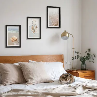 Moderne billedsæt med fredelige landskaber og sarte sommerudsigter i boho-stil