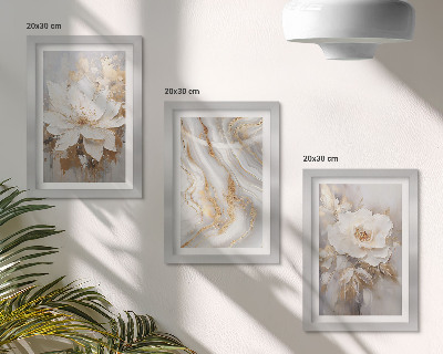 Billedvæg Blomster og abstrakt marmormønster