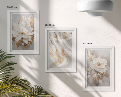Billedvæg Blomster og abstrakt marmormønster