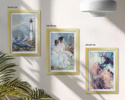 Abstrakt maleri af fyrtårn og dansere moderne billedsæt