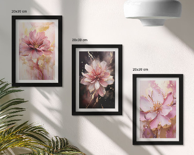 Pakke med billeder og rammer Blomsterkompositioner i nuancer af lyserød og hvid