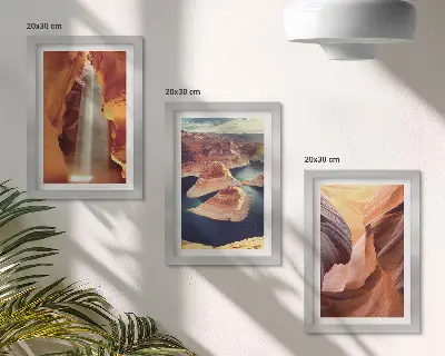 Billedrammer med motiv af vandfald i klippeformationer pakke med billeder og rammer