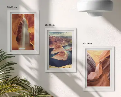 Billedrammer med motiv af vandfald i klippeformationer pakke med billeder og rammer