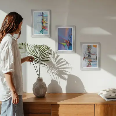 Pakke med billeder og rammer abstrakte kompositioner i malestil