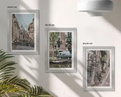 Billedsæt moderne motiv med rolig udsigt over byens bygninger