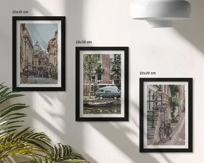 Billedsæt moderne motiv med rolig udsigt over byens bygninger