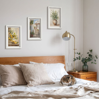 Billedvæg Citroner i en vase og planter i hvid arkitektur