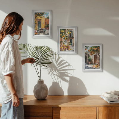 Pakke med billeder og rammer Citrusfrugter i en solrig have