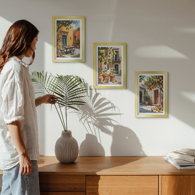 Pakke med billeder og rammer Citrusfrugter i en solrig have