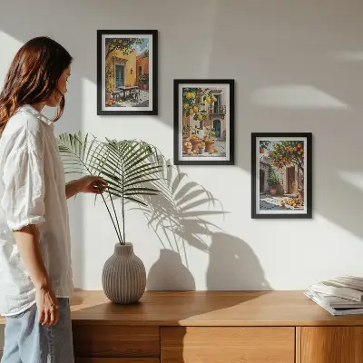 Citrusfrugter i en solrig have pakke med billeder og rammer