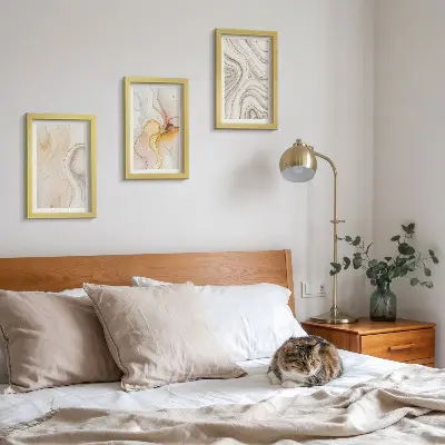 Moderne billedsæt med abstrakte varme mønstre og elegante motiver