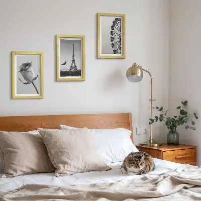 Billeder med rammer med motiv af Eiffeltårnet og pariserhjul i monokrom