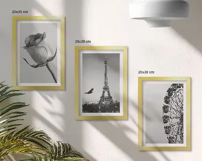 Billeder med rammer med motiv af Eiffeltårnet og pariserhjul i monokrom