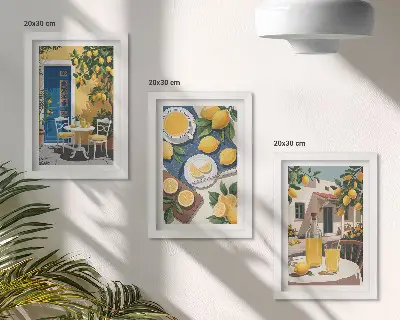 Billedvæg med motiv af lemonade med italiensk udsigt og en terrasse i solen
