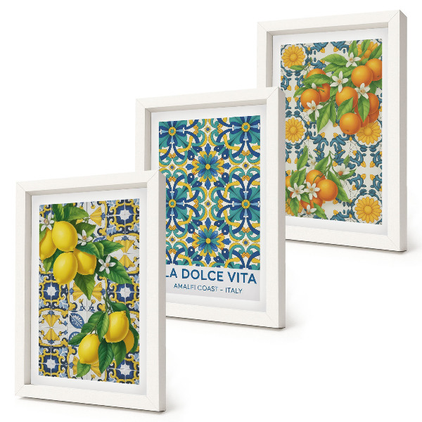 Billedvæg Citronblomster og appelsiner i italiensk stil