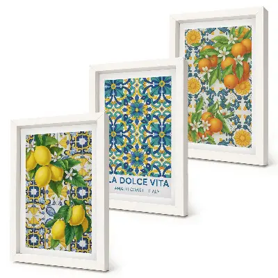 Billedvæg med motiv af citronblomster og appelsiner i italiensk stil