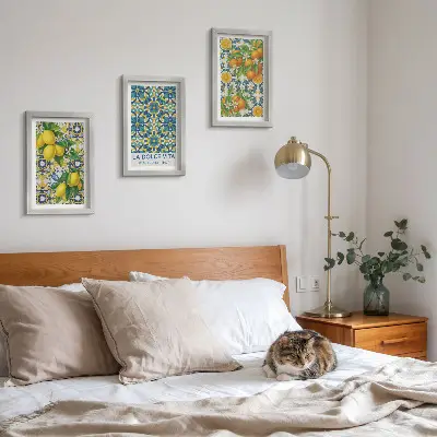 Billedvæg med motiv af citronblomster og appelsiner i italiensk stil