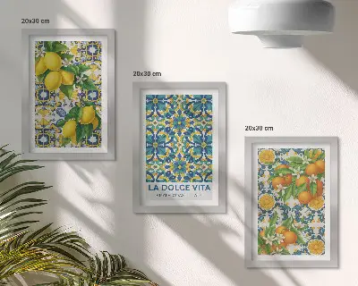 Billedvæg med motiv af citronblomster og appelsiner i italiensk stil