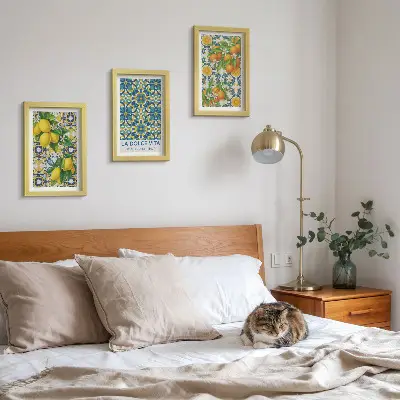 Billedvæg med motiv af citronblomster og appelsiner i italiensk stil