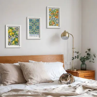 Billedvæg med motiv af citronblomster og appelsiner i italiensk stil