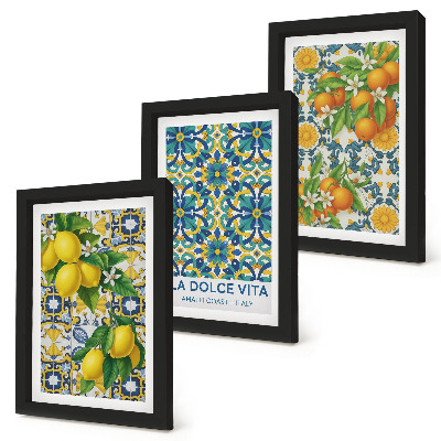Billedvæg Citronblomster og appelsiner i italiensk stil