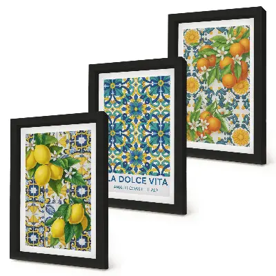 Billedvæg med motiv af citronblomster og appelsiner i italiensk stil