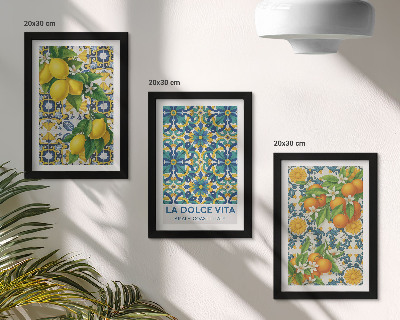 Billedvæg Citronblomster og appelsiner i italiensk stil