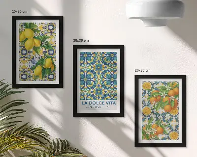 Billedvæg med motiv af citronblomster og appelsiner i italiensk stil