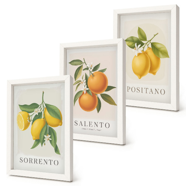 Pakke med billeder og rammer Citroner og appelsiner fra Italiens Amalfikyst