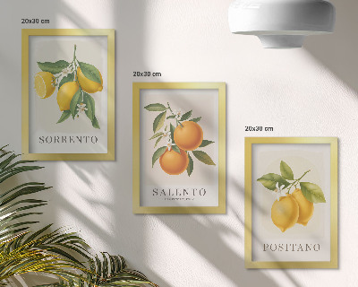 Pakke med billeder og rammer Citroner og appelsiner fra Italiens Amalfikyst