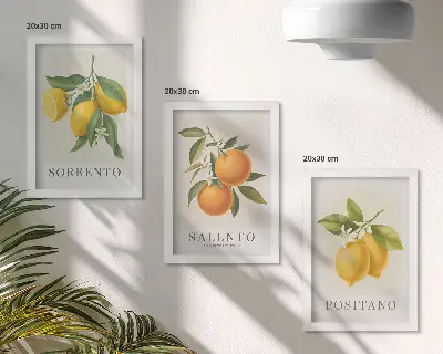 Billeder og rammer med motiver af citroner og appelsiner fra Italiens Amalfikyst pakke med motiver fra Italiens Amalfikyst