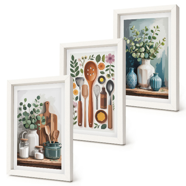 Billedvæg Køkkentilbehør med planter i moderne stil