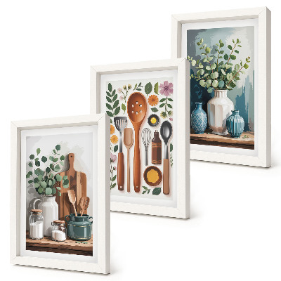 Billedvæg Køkkentilbehør med planter i moderne stil
