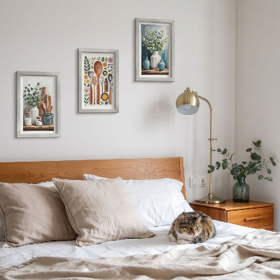 Billedvæg Køkkentilbehør med planter i moderne stil