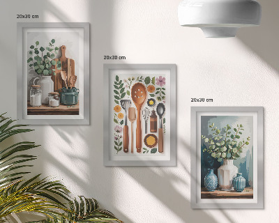 Billedvæg Køkkentilbehør med planter i moderne stil