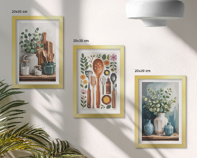 Billedvæg Køkkentilbehør med planter i moderne stil